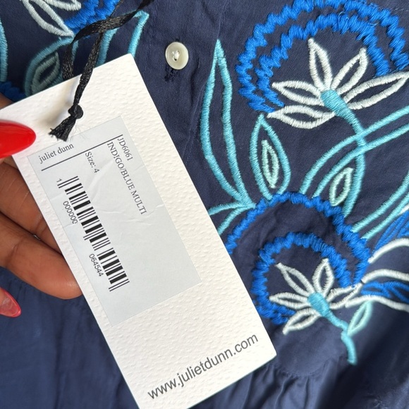 NEW Juliet Dunn Tie Shoulder Dress in INDIGO/BLUE MULTI 10 - Picture 5 of 13